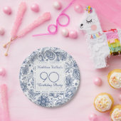 Blauw  Bord 90e verjaardag op jaarpapier (Feest)