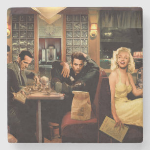 Blauw Bord Stenen Onderzetter