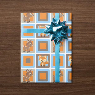 Blauw bosdier inpakpapier