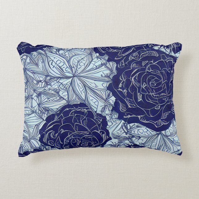 Blauw Botanics accent kussen (Voorkant)