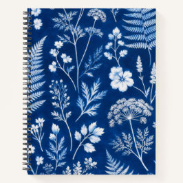 Blauw botanisch bloemend college schrift notebook notitieboek