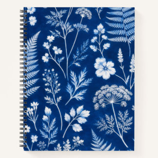 Blauw botanisch bloemend college schrift notebook notitieboek