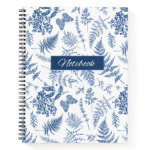 Blauw botanisch deluxe spiraalnotitieboek