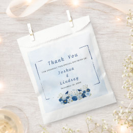 Blauw botanisch elegant huwelijksfeest bedankzakje