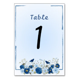 Blauw botanisch elegant huwelijksfeest kaart