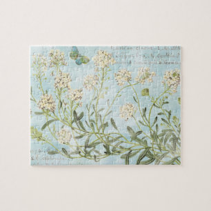 Blauw botanisch legpuzzel