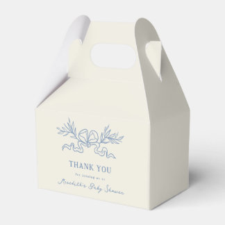 Blauw botanisch lint baby shower bedankdoosjes