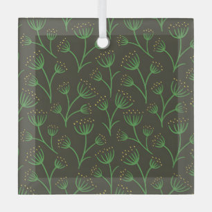 Blauw botanisch patroon glas in vintage stijl ornament