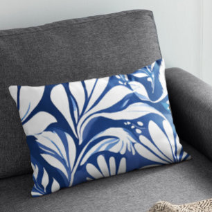 Blauw botanisch waterverf bloemmotief accent kussen