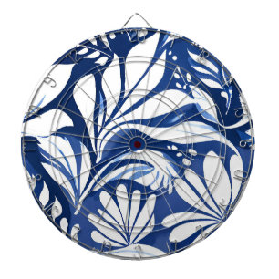 Blauw botanisch waterverf bloemmotief dartbord