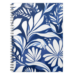 Blauw botanisch waterverf bloemmotief notitieboek