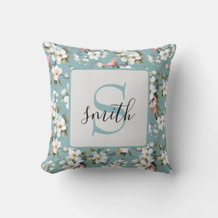 Blauw Botanische Lente Dogwood Custom Kussen