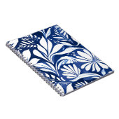 Blauw Botanische Waterverf Bloemenpatroon Notitieboek (Rechterzijde)