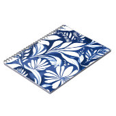 Blauw Botanische Waterverf Bloemenpatroon Notitieboek (Linkerzijde)
