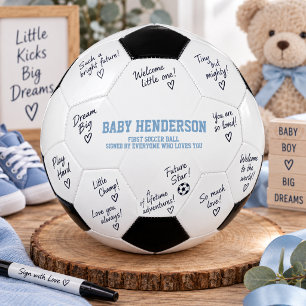 Blauw Boys Baby Shower Handtekeningen Eerst Voetbal