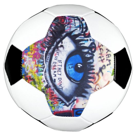 Blauw boze oog moderne graffiti voetbal (Gedraaid)