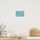 Blauw Brick Wall Canvas of Poster (Keuken)