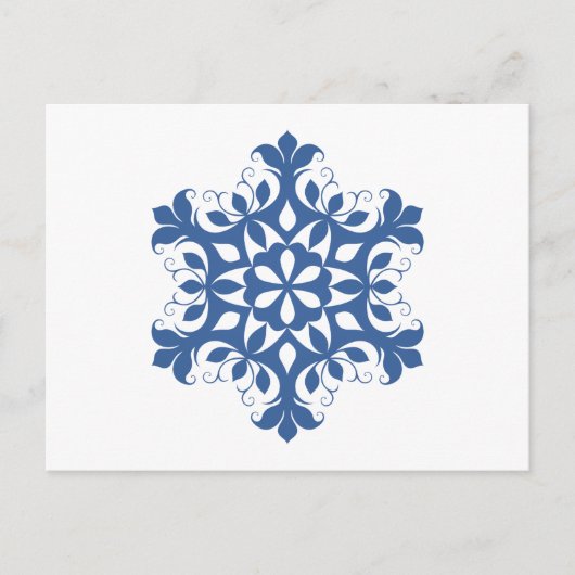 Blauw Briefkaart Snowflake (Voorkant)