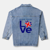 Blauw Brits LIEFDE Hart Vlag Gepersonaliseerd Denim Jacket (Achterkant)