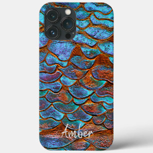 Blauw Bronzen Koperen Metallic Patroon Persoonlijk iPhone 13 Pro Max Hoesje