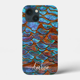Blauw Bronzen Koperen Metallic Patroon Persoonlijk iPhone 13 Mini Hoesje