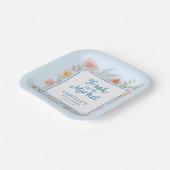 Blauw Bruidsfeest 'Fresh off the Market' Papieren Bordje (Gebogen)