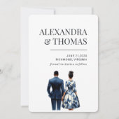 Blauw bruidspaar Afro-Amerikaans Kaart (Voorkant)