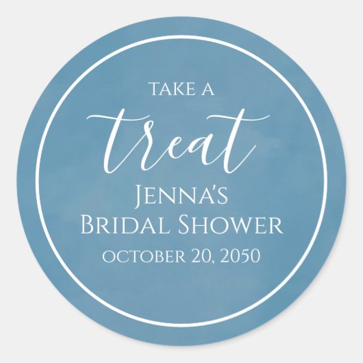 Blauw Bruiloft Minimalistische Calligrafie Script Ronde Sticker (Voorkant)