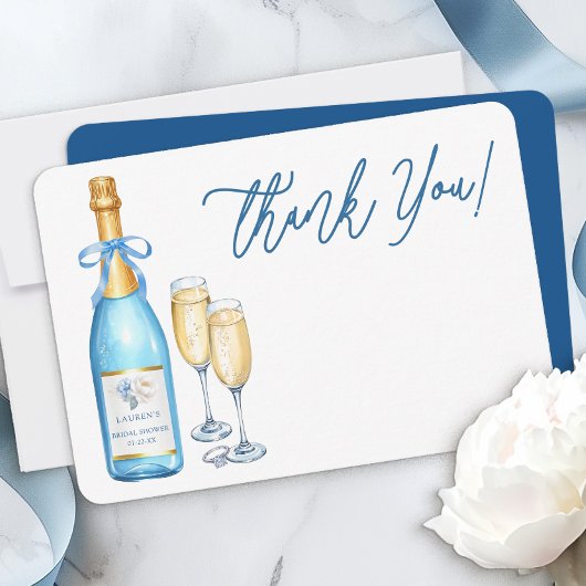 Blauw Bruilofts Bruidsfeest Dankkaart Bedankkaart