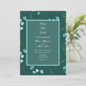 Blauw bruilofts uitnodigingskaart waterverf stelen kaart (Staand voorkant)