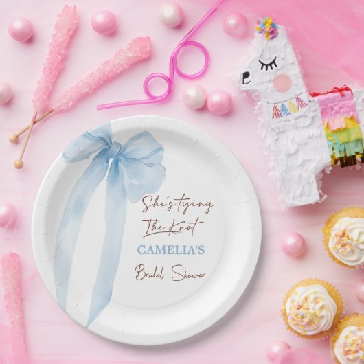 Blauw Bruiloftsfeest met Strik Papieren Bordje (Feest)