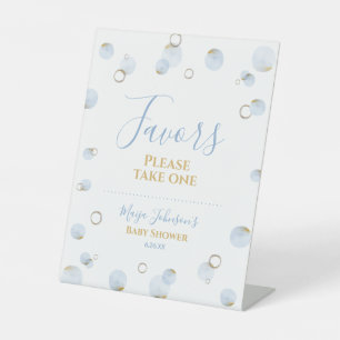 Blauw Bruiloftsontbijt Bruisend en Baby Shower Fav Reclamebord Met Voetstuk