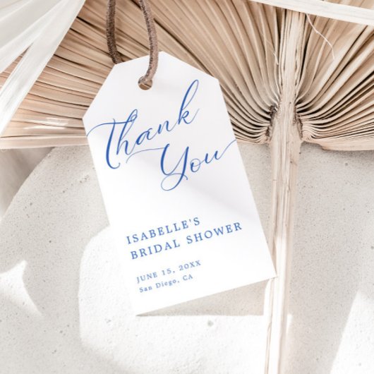 Blauw Bruiloftsshower Bedankt Cadeaulabel