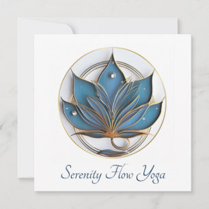 Blauw Bruin Abstract Lotus Bloem Elegant Stijlvol Kaart