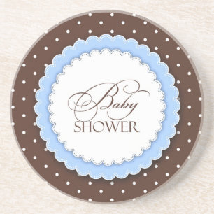 Blauw/Bruin baby shower Zandsteen Onderzetter