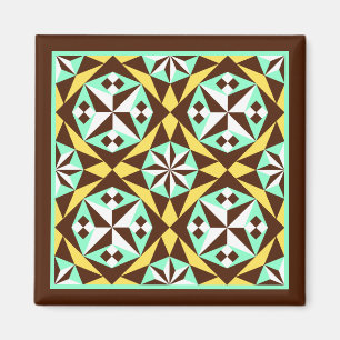 -blauw-bruin Barcelona-patroon Magneet