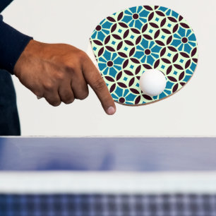 blauw bruin Barcelona Star Tile Geometric Tafeltennisbatje