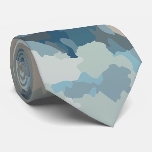 Blauw bruin beige taupe moderne abstracte natuur stropdas (Opgerold)