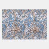  Blauw Bruin Bloemen William Morris Patterns Inpakpapier Vel (Voorkant)