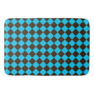 Blauw Bruin Diamant Schachbrett Patroon Badmat