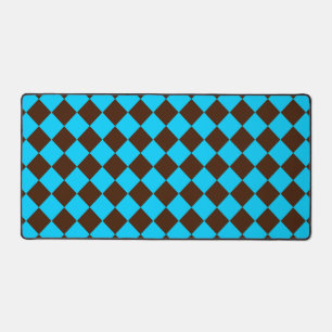 Blauw Bruin Diamant Schachbrett Patroon Bureaumat