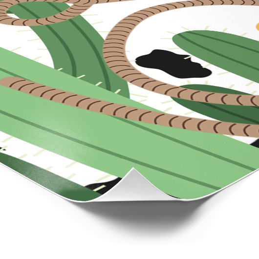 Blauw Bruin Eerste Rodeo 1e Verjaardag Welkomstbor Perfect Poster (Hoek)