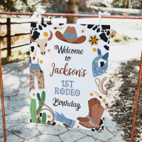 Blauw Bruin Eerste Rodeo 1e Verjaardag Welkomstbor