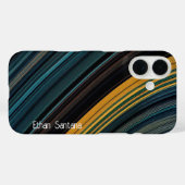 Blauw, Bruin & Geel Aangepaste Naam Gebogen Streep Case-Mate iPhone Case (Achterkant (horizontaal))