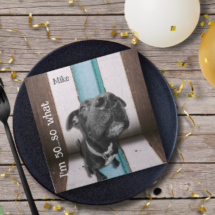 Blauw Bruin Grappig 50e Hond Close Up Servet