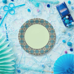 blauw bruin groen barcelona ster geometrisch papieren bordje