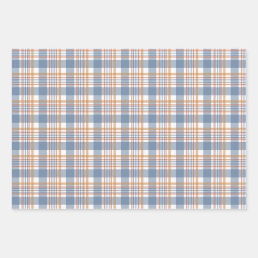 BLAUW & BRUIN HERFST PLAID PATROON INPAKPAPIER VEL (Voorkant)