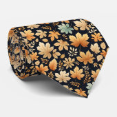 Blauw bruin ivoor herfstbladeren stropdas (Opgerold)