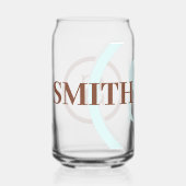 Blauw Bruin Monogram Naam Blikvorm Glas (Voorkant)