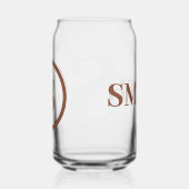 Blauw Bruin Monogram Naam Blikvorm Glas (Rechts)